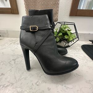 Tory Burch Women's Black High-Heel Ankle Boot with Buckle Strap
